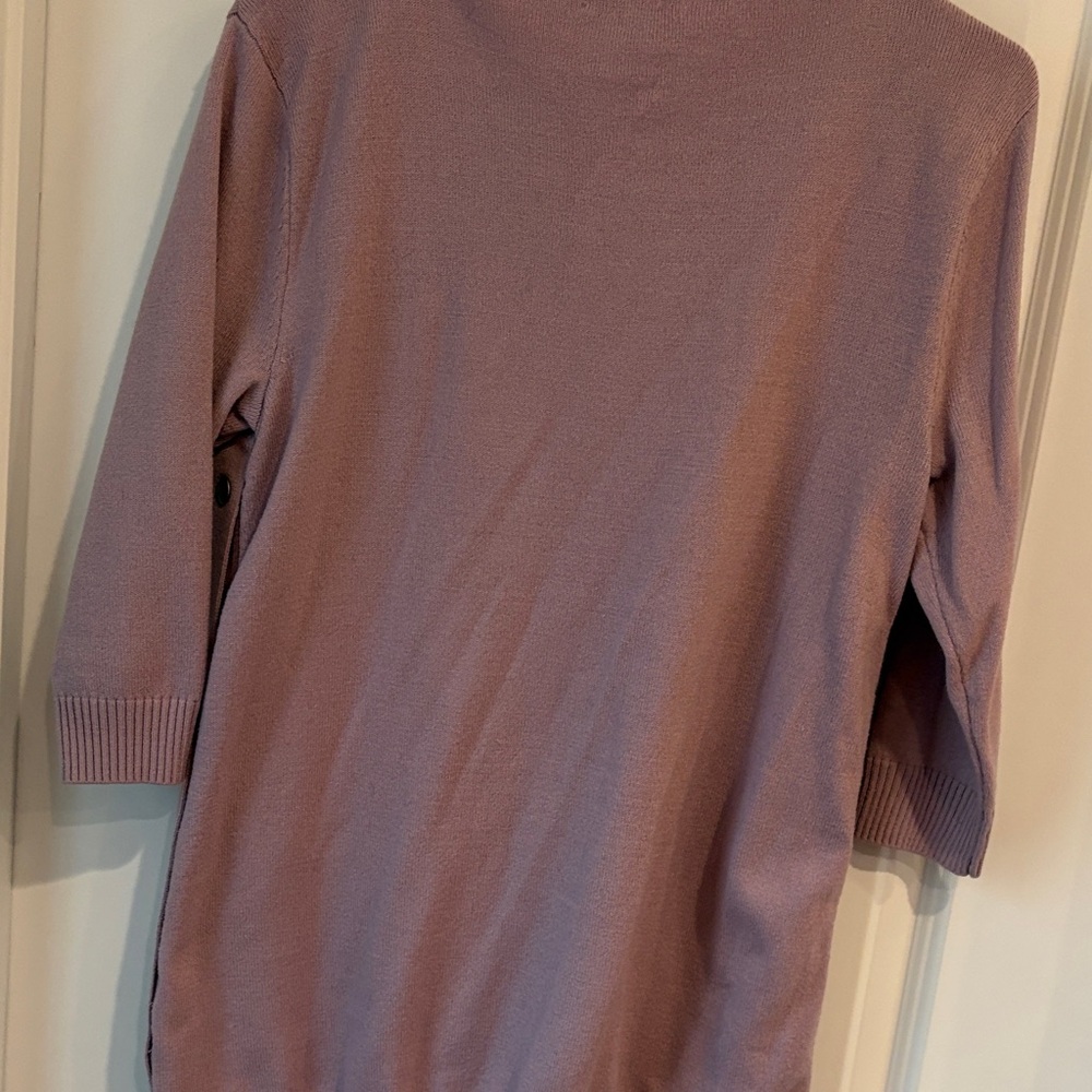 New York and Company Lilac Crew Neck Sweater with Button Accents - Picture 4 of 4